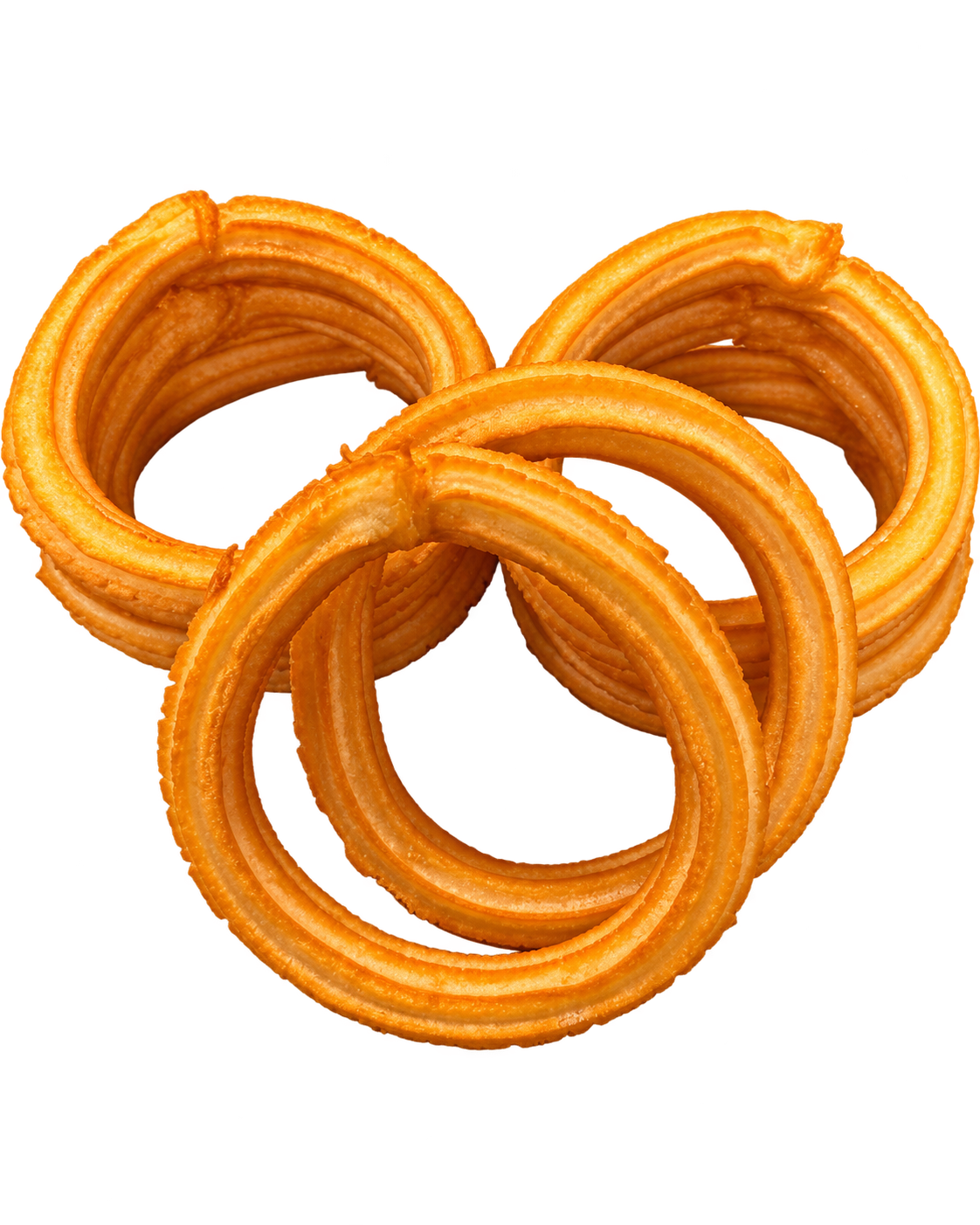 Three golden Churro Lazo loops